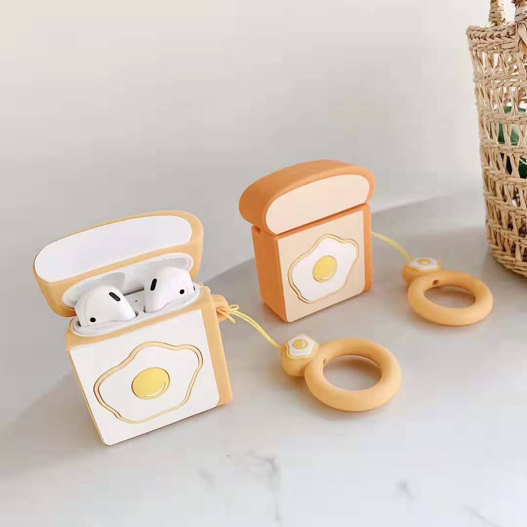 New Collection Egg toast earphone cover Silicone Earphone Cover
